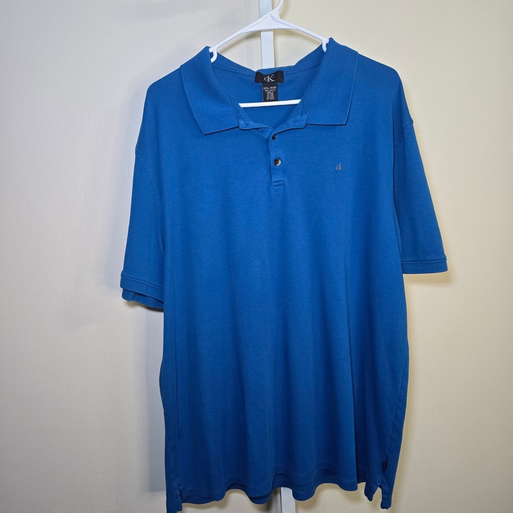 Calvin‎ Klein Mens XXL Polo Shirt Blue Short Sleeve Casual Classic Top